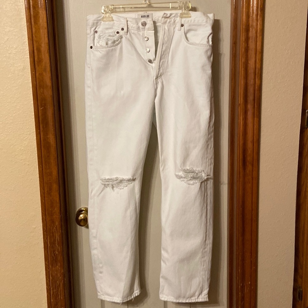 Agolde white distressed jeans